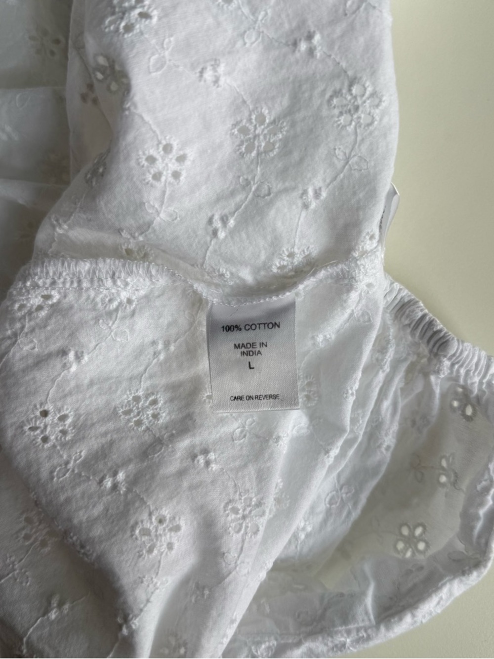 SOHO White Eyelet Puff-Sleeve Women's Top Size L 100% cotton - Picture 4 of 12